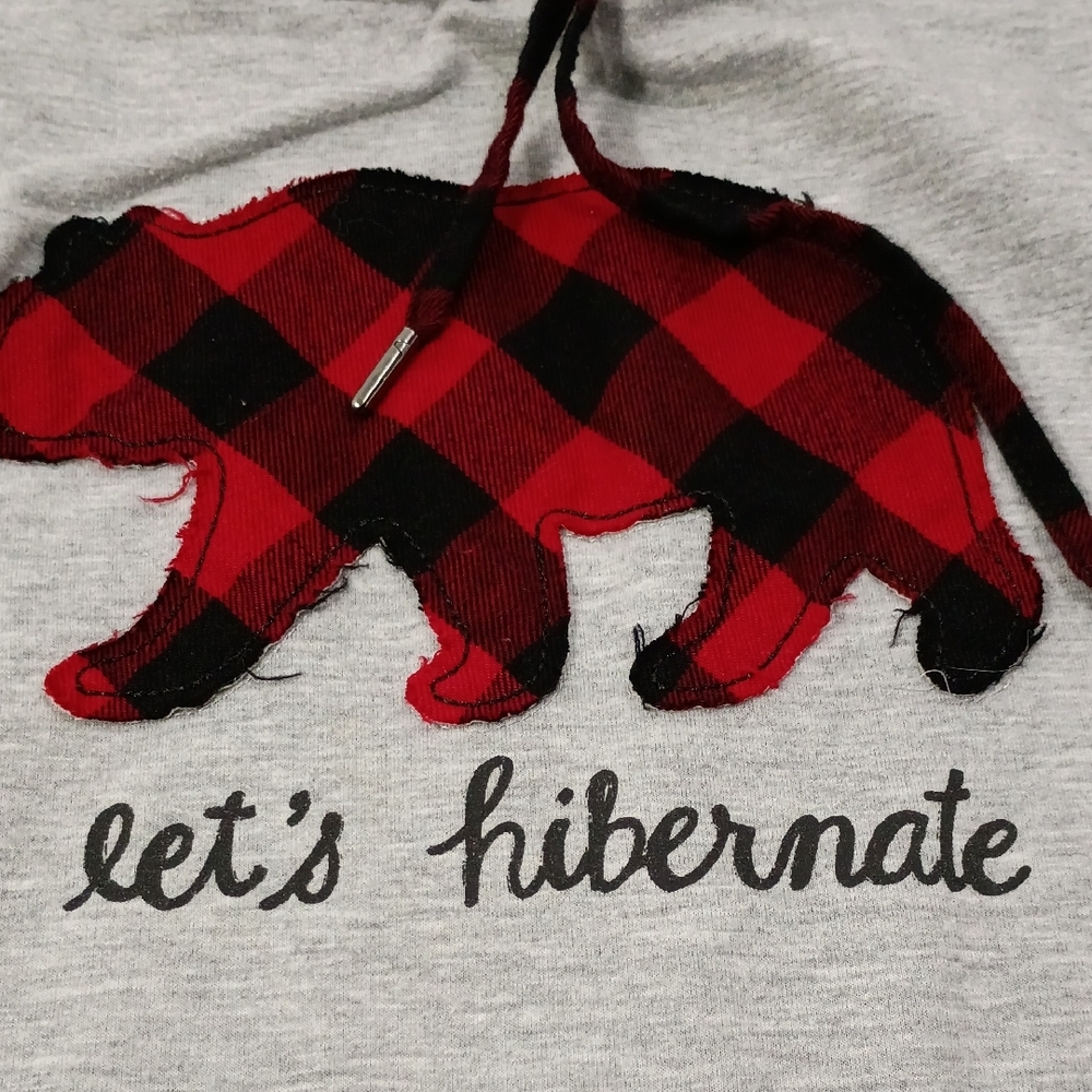 Maurices , Gray Hoodie with Red Plaid Bear - Picture 4 of 8